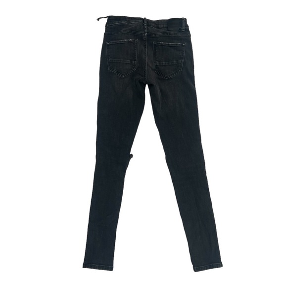 Zara Z1975 Basic Denim Black Skinny Distressed Straight Leg Jeans Size 3 Women’s - Picture 3 of 4